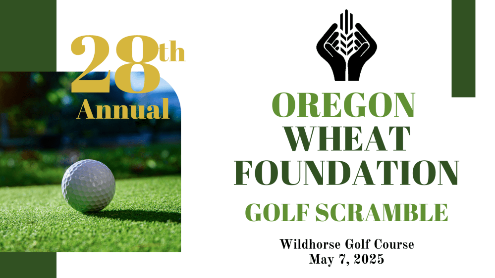 Golf course with language detailing the date of the scramble for May 7